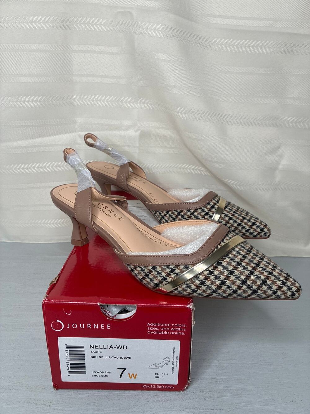 Journee Collection Nellia Slingback Kitten Heel Pump Taupe Size 7 W